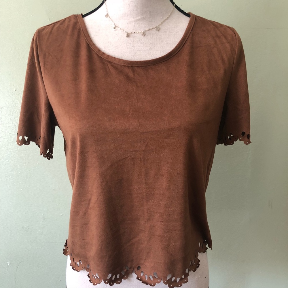 Brown suede blouse
